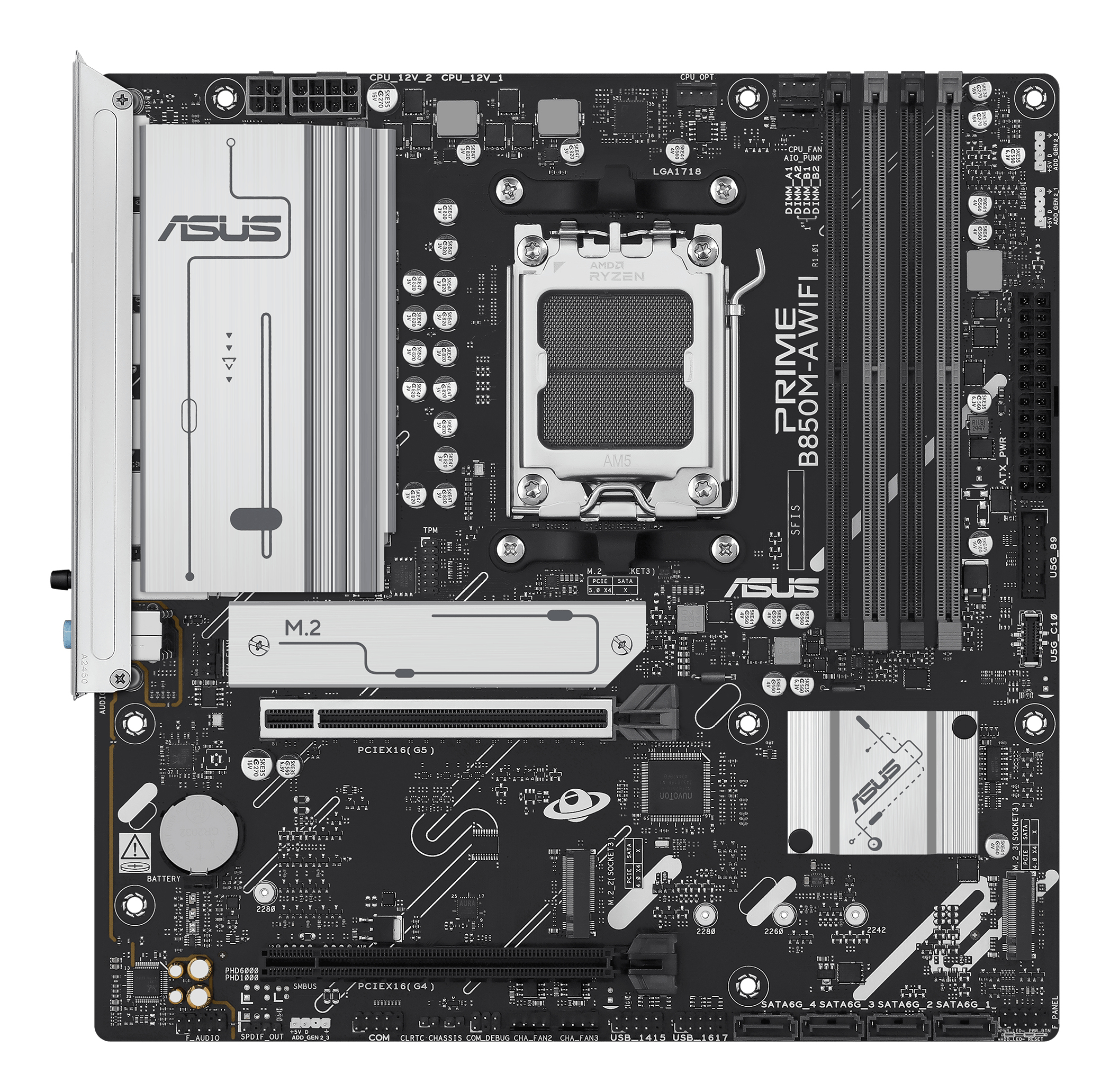 Motherboard ASUS PRIME B850M-A WIFI AM5 mATX con DDR5 y WiFi - Imagen 3