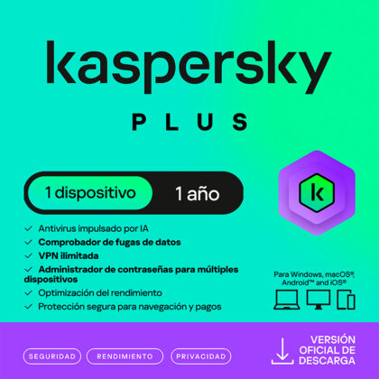 Antivirus Kaspersky Plus 1 PC 1 Año - Licencia Digital