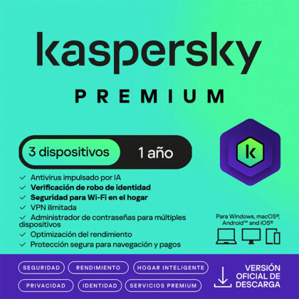 Antivirus Kaspersky Premium 1 año 3 PCs
