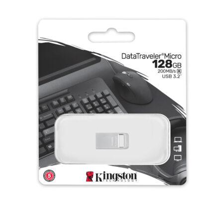 USB Kingston DataTraveler Micro 128GB Plata - Ultraportátil Metálico