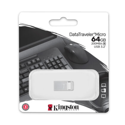 USB Kingston DataTraveler Micro 64GB Plata Ultraportátil