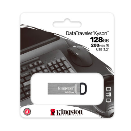 USB Flash Drive Kingston DataTraveler Kyson 128GB USB 3.2 Gen 1 Plata