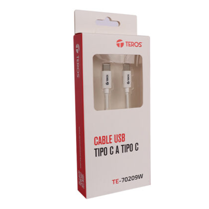 Cable USB Tipo C a Tipo C TEROS TE-70209W 3A 60W Blanco