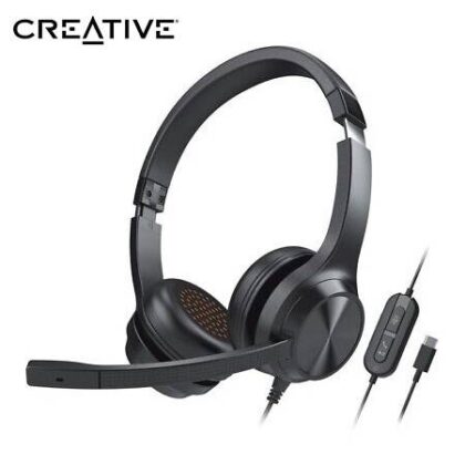 Auriculares Creative Chat USB con Micrófono Cancelación Ruido, USB-C/USB-A, Negro