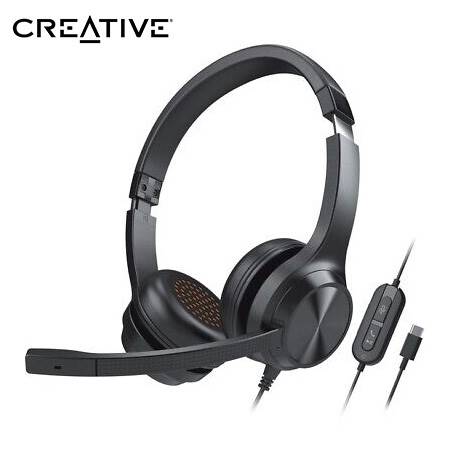 Auriculares Creative Chat USB con Micrófono Cancelación Ruido, USB-C/USB-A, Negro