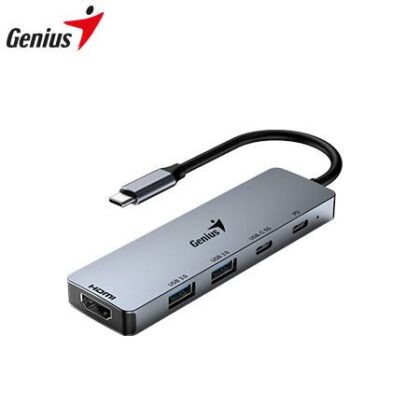HUB USB-C GENIUS UH-500 5 Puertos HDMI 4K PD 100W Plata