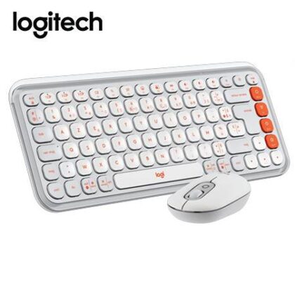 COMBO TECLADO Y MOUSE LOGITECH POP ICON INALÁMBRICO BLANCO