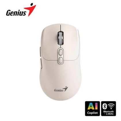 Mouse Genius NX-8080S BT Inalámbrico y Bluetooth, Silencioso, 7 Botones, AI Copilot, Milk Tea