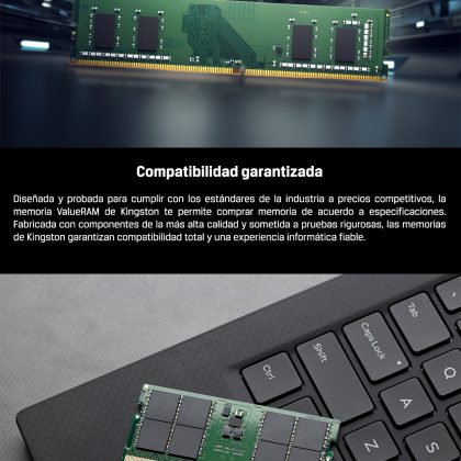 Kingston 16GB DDR4-3200MHz PC4-25600 DIMM CL22 1.2V Memoria RAM No-ECC 288-Pin