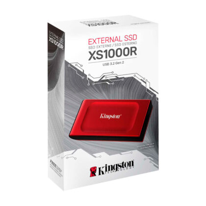Disco Sólido SSD Externo Kingston XS1000 2TB USB 3.2 Gen 2 Tipo-C Rojo
